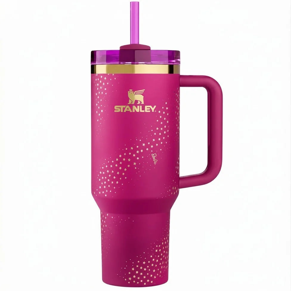 Barbie x Stanley 40oz Tumbler Pink Star Limited Edition Insulated Handle Cup with Straw