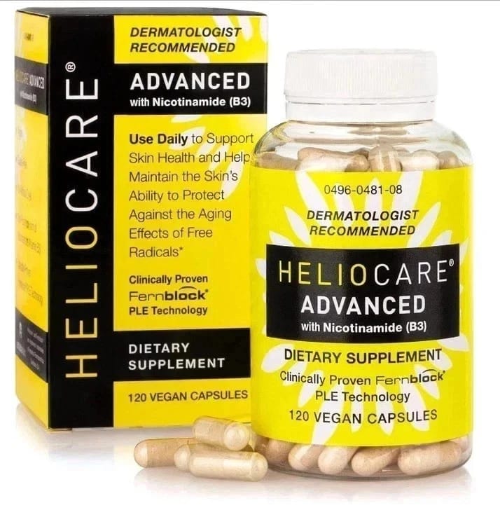 Heliocare Advanced with Nicotinamide Antioxidant Supplement, 120 Capsules | Patented Skin Health Antioxidant with 240mg Polypodium Leucotomos & 500mg Niacin B3, Clinically Proven Antioxidan Supplement