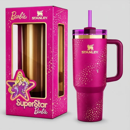 Barbie x Stanley 40oz Tumbler Pink Star Limited Edition Insulated Handle Cup with Straw