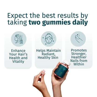 WEEM Hair Skin and Nails Gummies - Supports Healthy Hair - Vegan biotin Vitamins for Women & Men Supports Faster Hair Growth, Stronger Nails, Healthy Skin, Extra Strength (3)