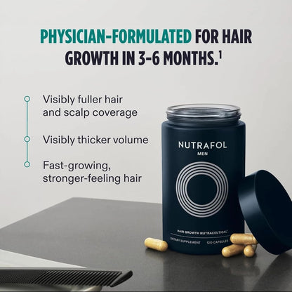 Official Nutrafol Men's Hair Growth Nutraceutical Supplement 120 Capsules | Thicker, Stronger Hair | USA Made | New Sealed