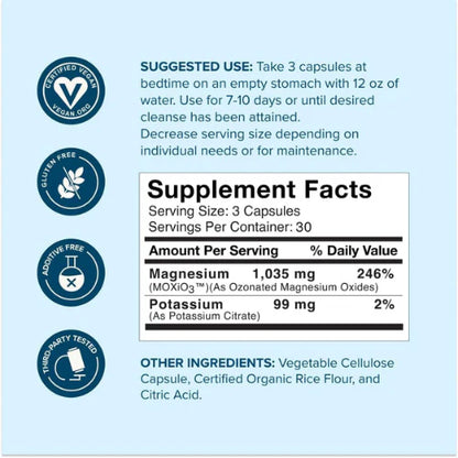 NBPure MagO7 Natural Colon Cleanse &amp; Detox 90 Capsules – Ozonated Magnesium Oxide for Occasional Constipation Relief, Stool Softener &amp; Bloating Support
