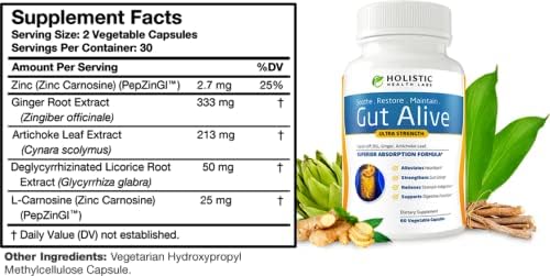 Holistic Health Labs Gut Alive - All Natural Support to Fight IBS, Heartburn