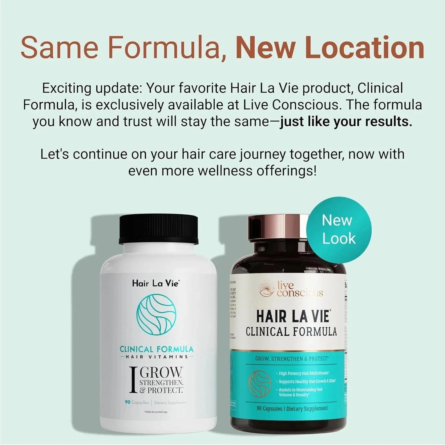 Hair La Vie Clinical Formula Hair Growth Supplement 90 Capsules | Biotin, Hair Vitamins & Follicle Support | Live Conscious
