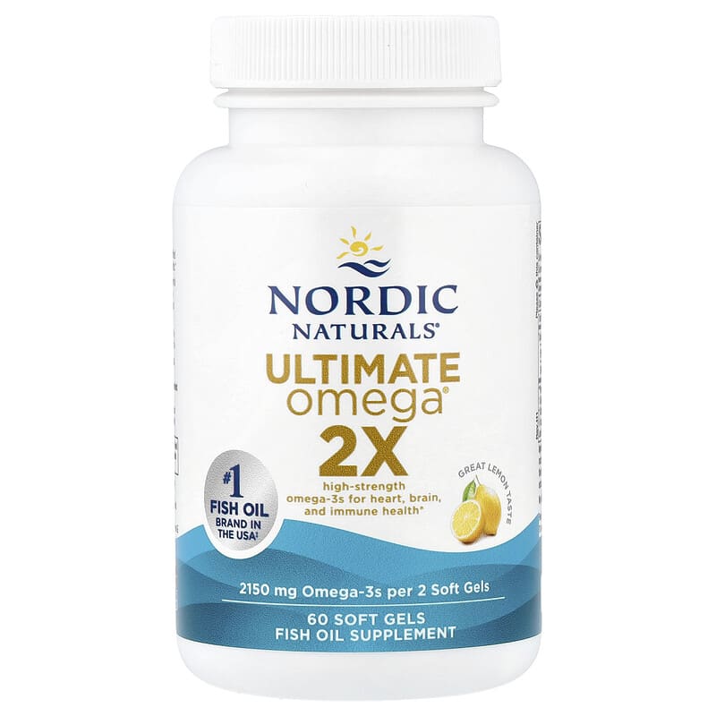 Nordic Naturals, Ultimate Omega® 2X, Lemon, 60 Softgels (1,075 mg per Softgel)