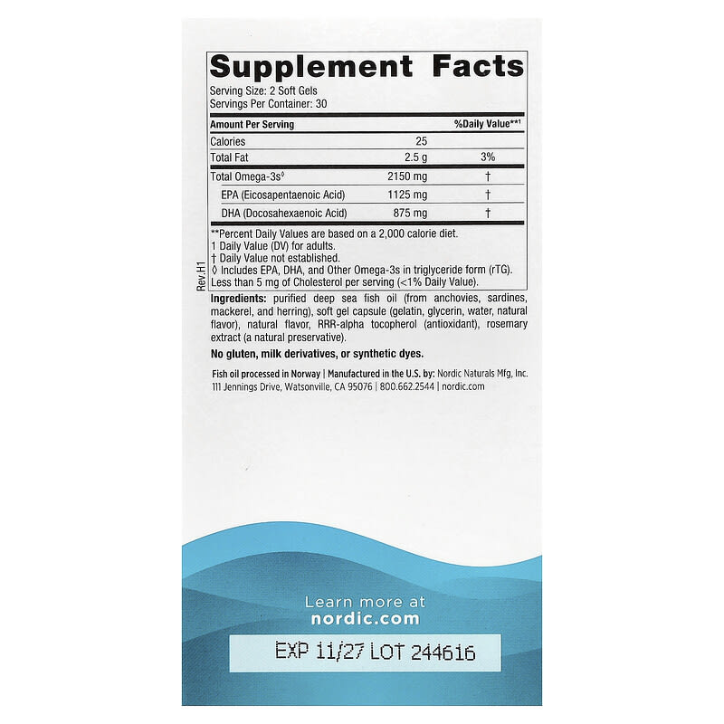Nordic Naturals, Ultimate Omega® 2X, Lemon, 60 Softgels (1,075 mg per Softgel)