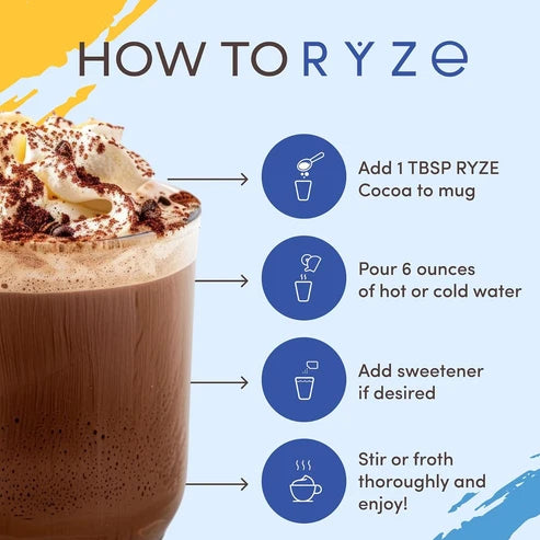 RYZE Mushroom Hot Cocoa with Melatonin, Reishi & L-Theanine, 20 Servings
