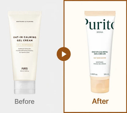 PURITO Oat-In Calming Gel Cream 100mL – Soothing Hydrating Gel Moisturizer with 77% Oat Seed Water, Panthenol &amp; Squalane | Lightweight Korean Skincare for Sensitive Skin