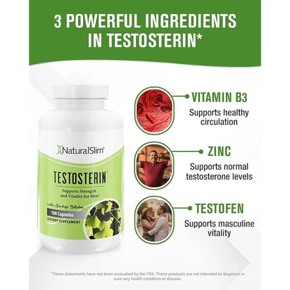 NaturalSlim Natural Testosterone Booster for Men - Male Enhancing Supplement