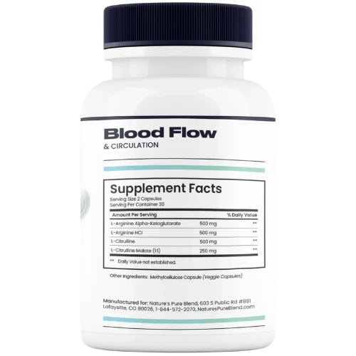 Nitric Oxide Flow Supplement Heart Health Blood Circulation Exercise 60 Capsule