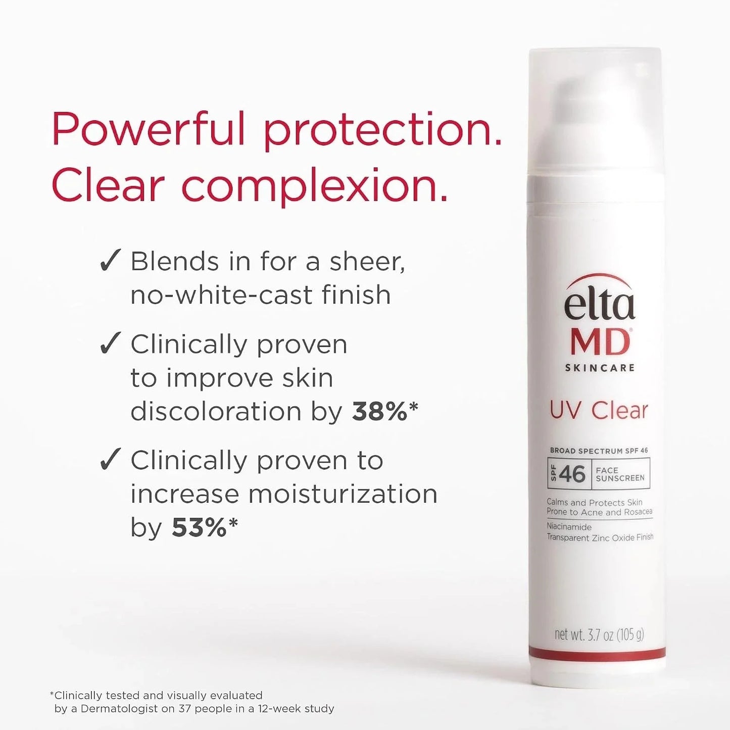 EltaMD UV Clear Broad Spectrum SPF 46 Face Sunscreen 3.7 oz (106g) Facial Sunscreen for Acne-Prone & Sensitive Skin