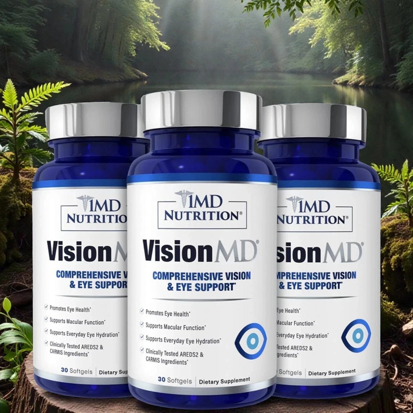 1MD Nutrition VisionMD Eye Vitamin CARMIS - With Lutein & Zeaxanthin | Supports Vision Health, Everyday Eye Strain, Occasional Dry Eye | 60 Softgels (3-Pack)