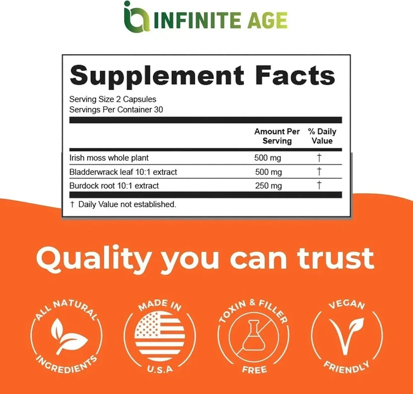 Sea Moss Capsules | Natural Superfood Vegan Wellness Supplement | 60 Capsules