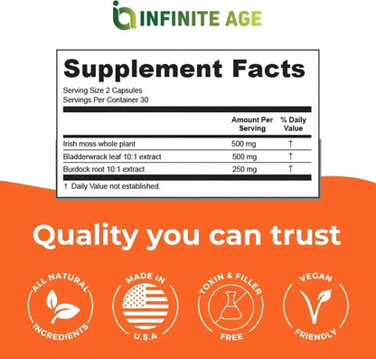 Sea Moss Capsules | Natural Superfood Vegan Wellness Supplement | 60 Capsules
