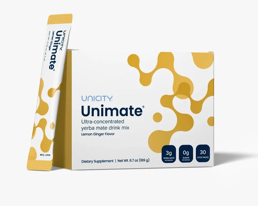 Unicity Unimate Lemon Ginger 30 Stick Packs NEW