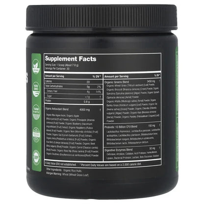 Super Greens With Superfoods, Probiotics & Enzymes, Unflavored, 8.25 oz (234 g)
