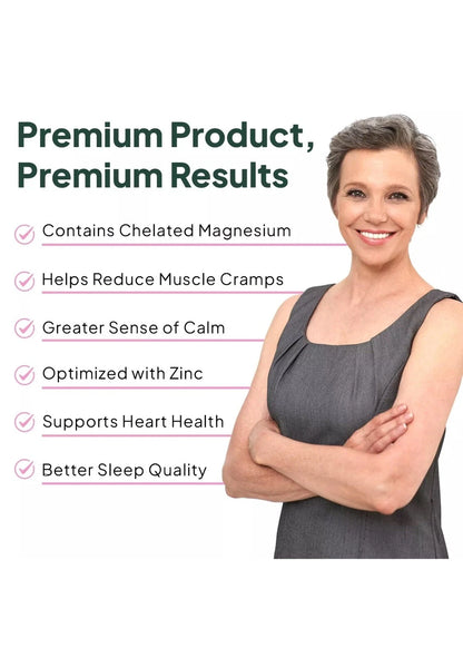 Organics Ocean Pure Magnesium Glycinate + Low Dose Zinc 90 Capsules | Chelated Sleep, Muscle &amp; Relaxation Supplement | 30-Day Supply | New