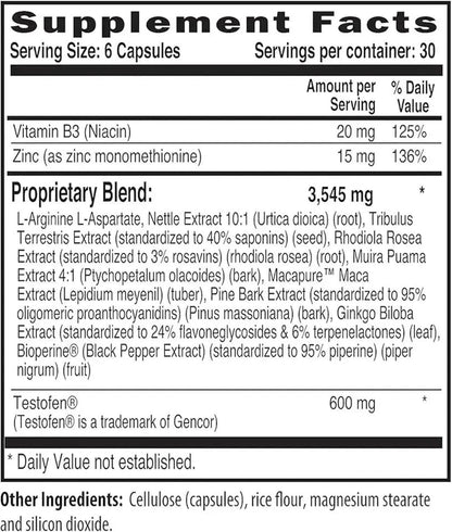 NaturalSlim Testosterin Men’s Multivitamin &amp; Testosterone Support – 180 Capsules