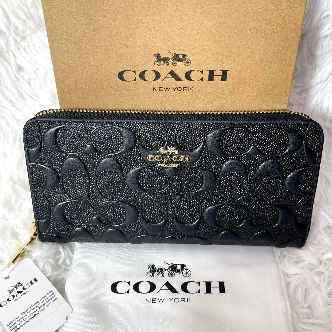 COACH Boxed Long Zip Around Wallet Signature Leather F53834 outlet New with Box