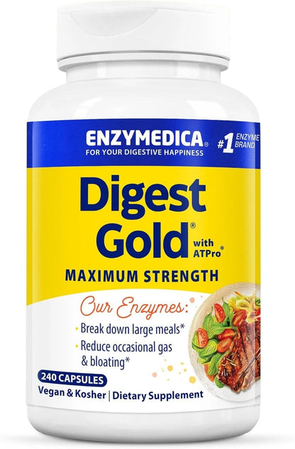 Enzymedica Digest Gold Maximum Strength Digestive Enzyme Supplement – 240 Vegan Capsules